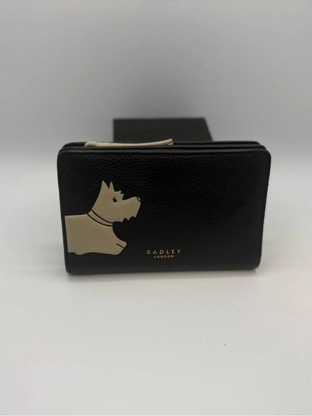 Radley London Medium Scottie Dog Leather Wallet Black & Cream Bifold Zip Coin - Picture 1 of 6
